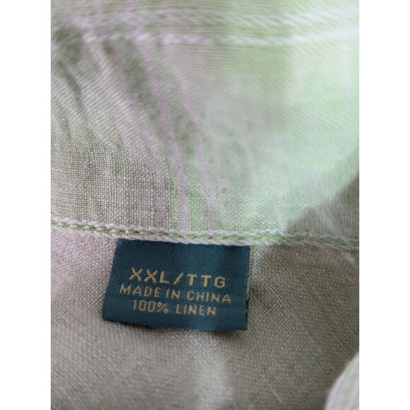 Tommy Bahama Mens XXL Button Shirt Relax Lime Green Plaid 100% Linen S/S Coastal - Picture 5 of 6